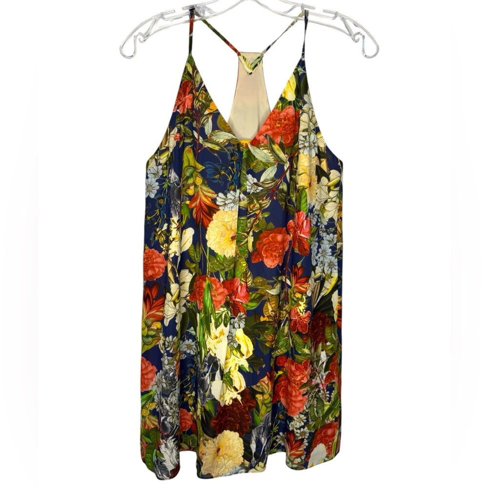 Alice + Olivia Fierra Silk Floral Mini Slip Dress Y-Back Size Small - Picture 1 of 7